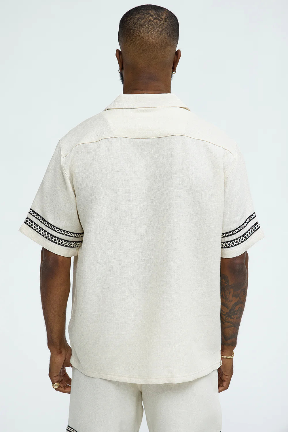 Zephyr Short Sleeve Graphic Button Down - Off White