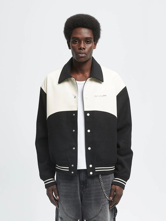 SIGNE VARSITY JACKET - CREAM/BLACK