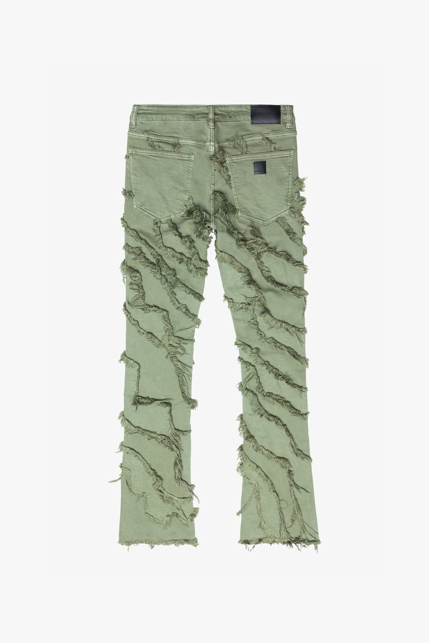 "GRIT” LIGHT EMERALD STACKED FLARE JEAN