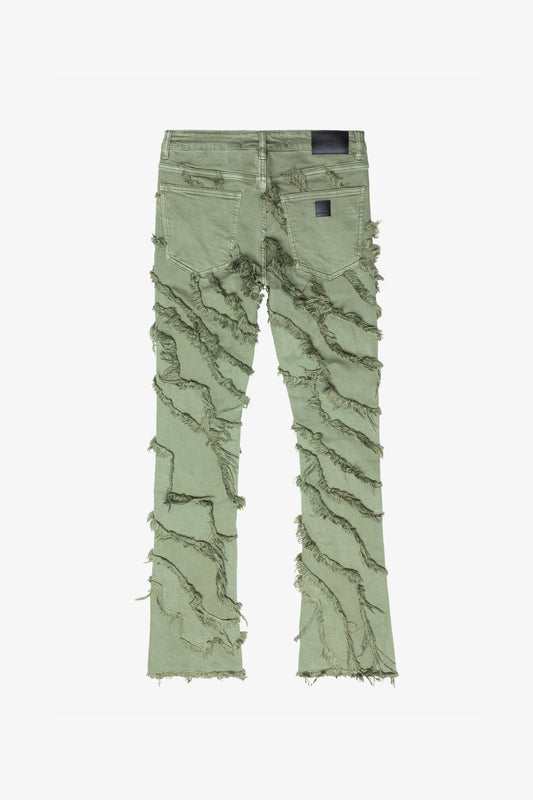 GRIT LIGHT EMERALD STACKED FLARE JEAN