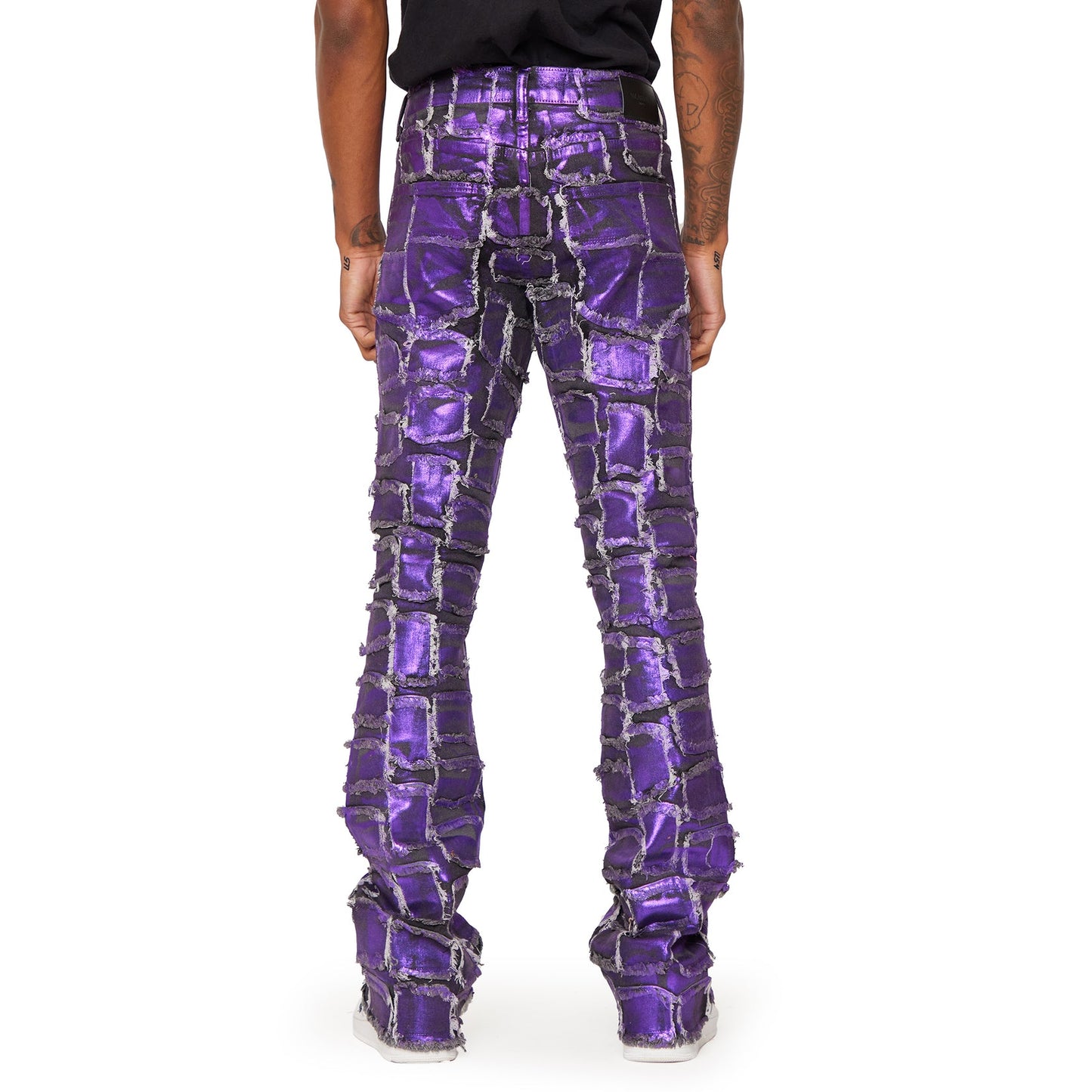 “4444” PURPLE WAXED STACKED FLARE JEAN