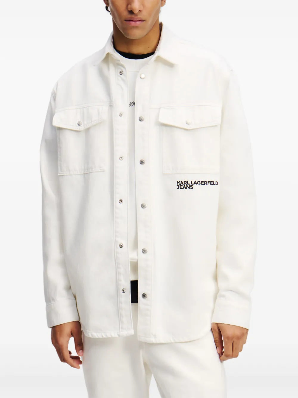 Karl print denim overshirt