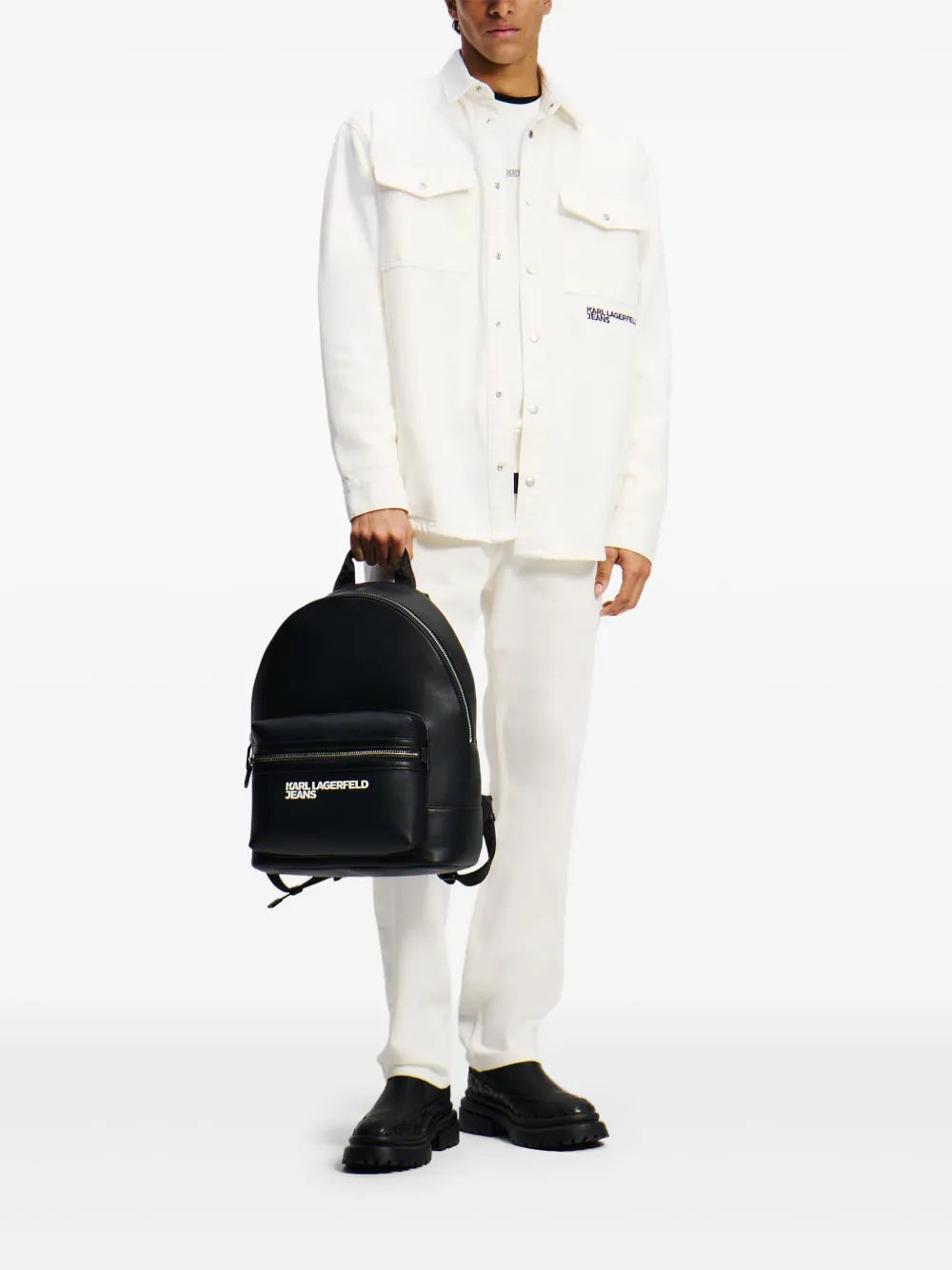 Karl print denim overshirt