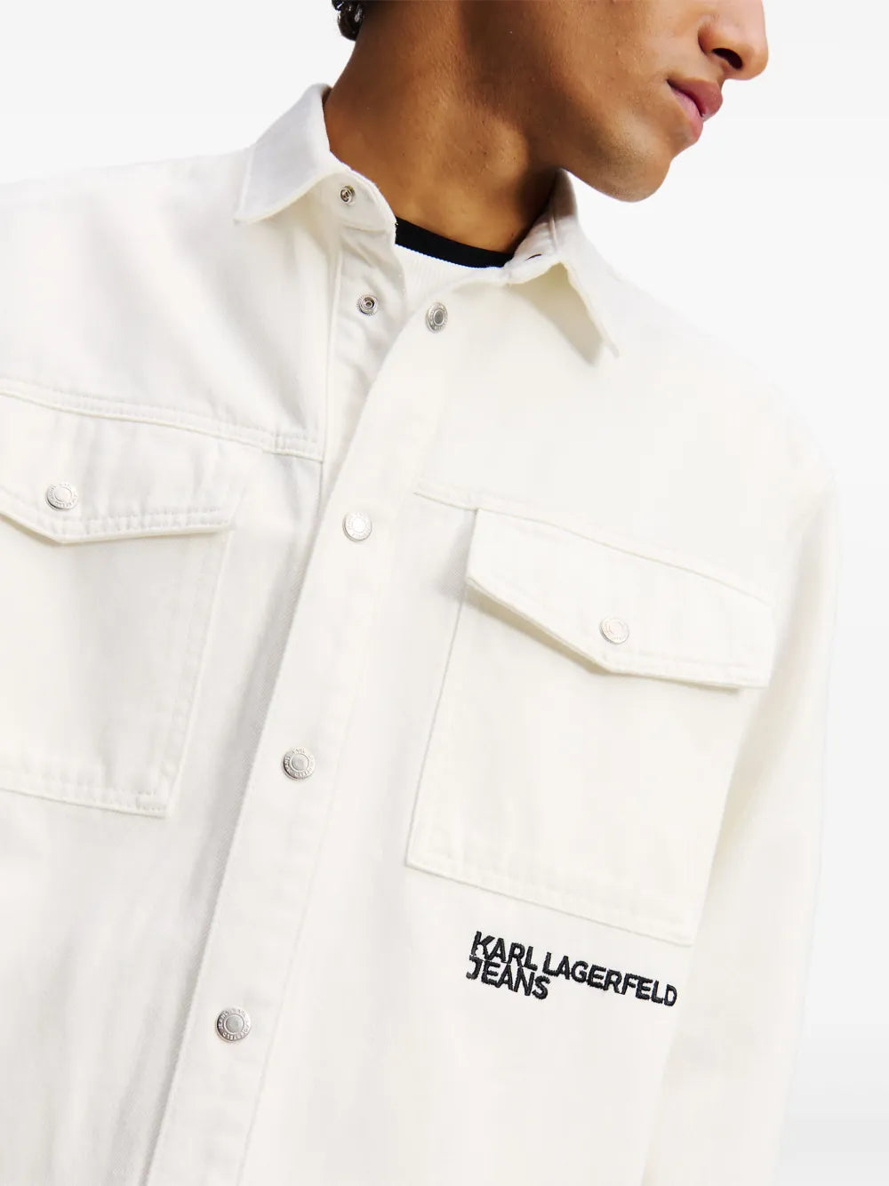 Karl print denim overshirt