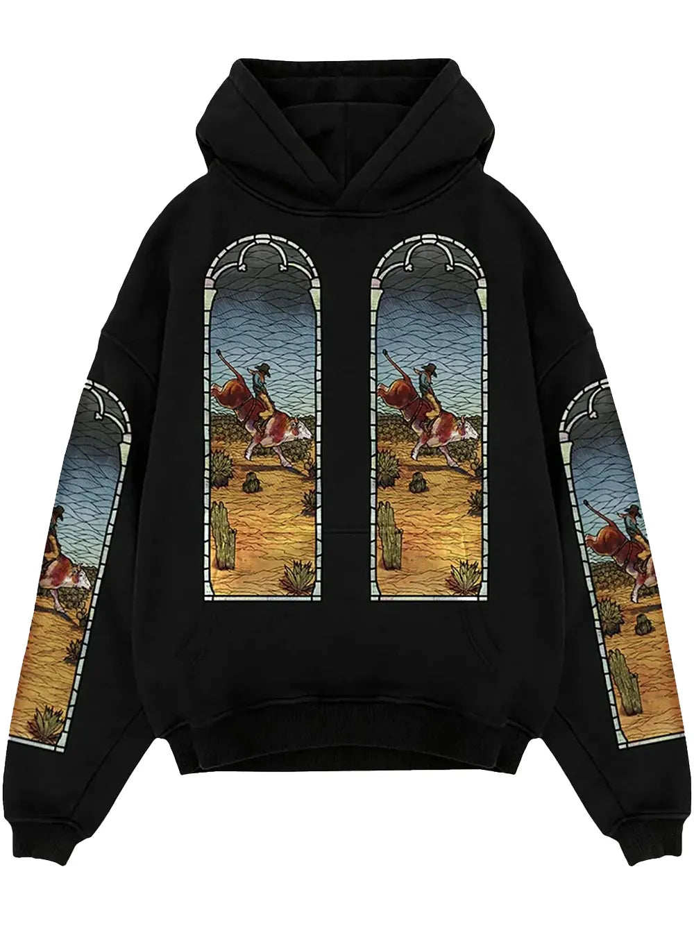 Who Decides War x EST Gee Stained Glass "BLACK" hoodie