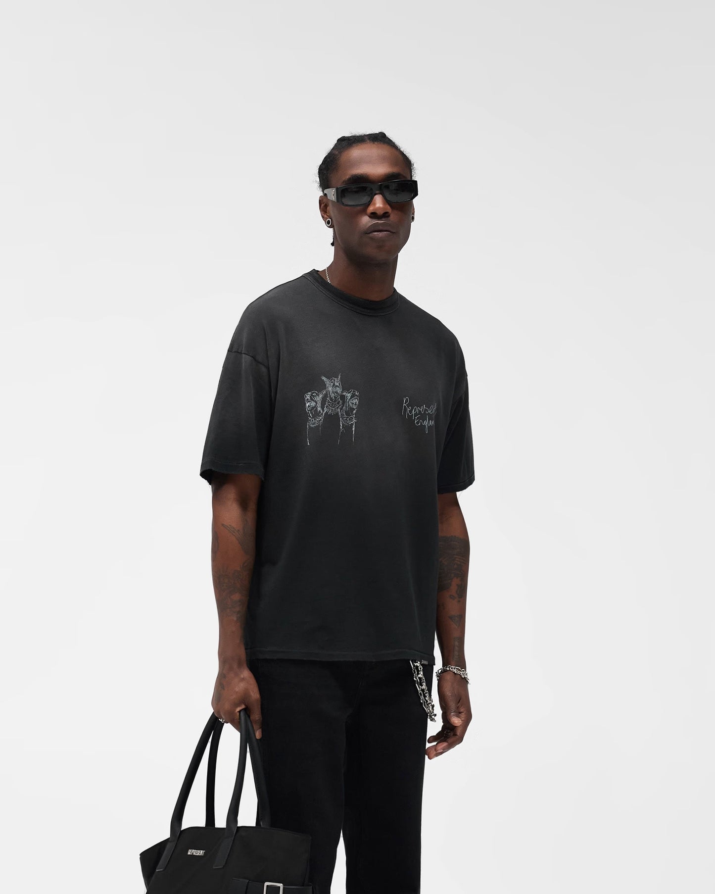 Aged Black Hand Drawn Thoroughbred T-Shirt