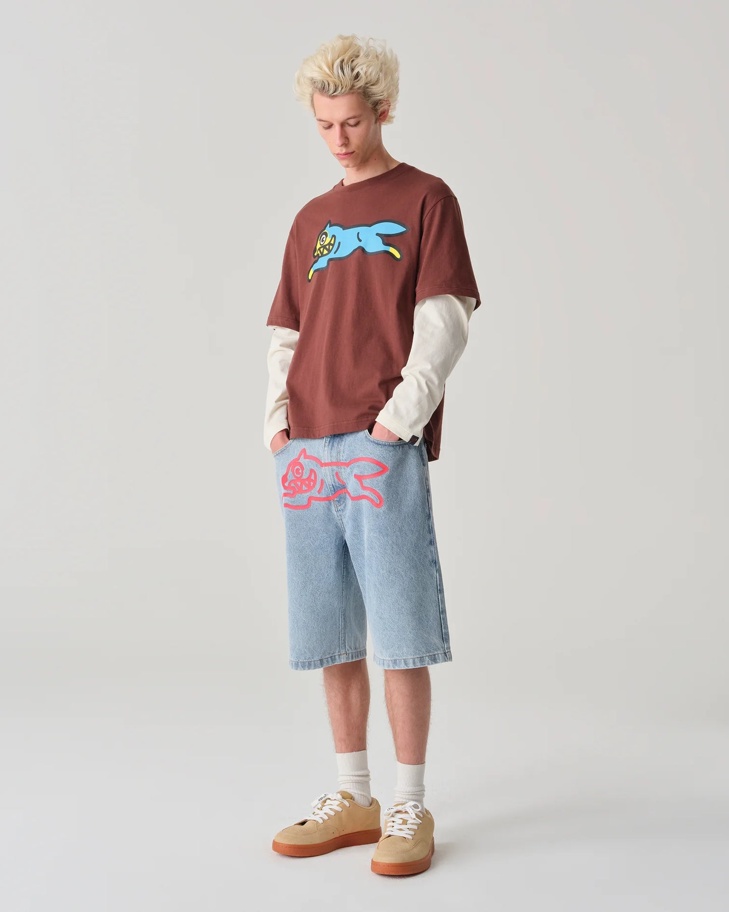RUNNING DOG DENIM SHORTS - LIGHT WASH BLUE