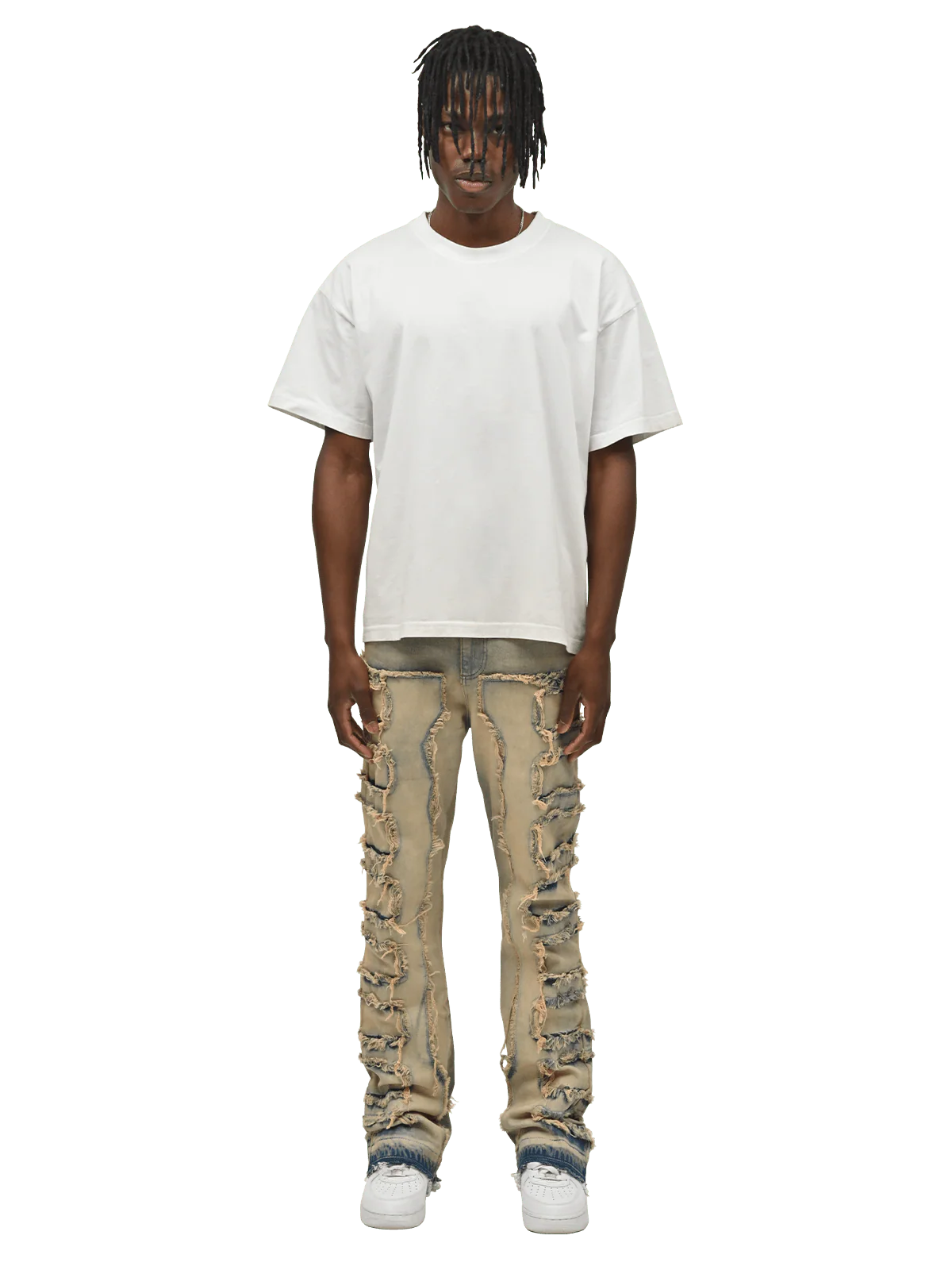 Flare Repaired Denim - Cream Wash