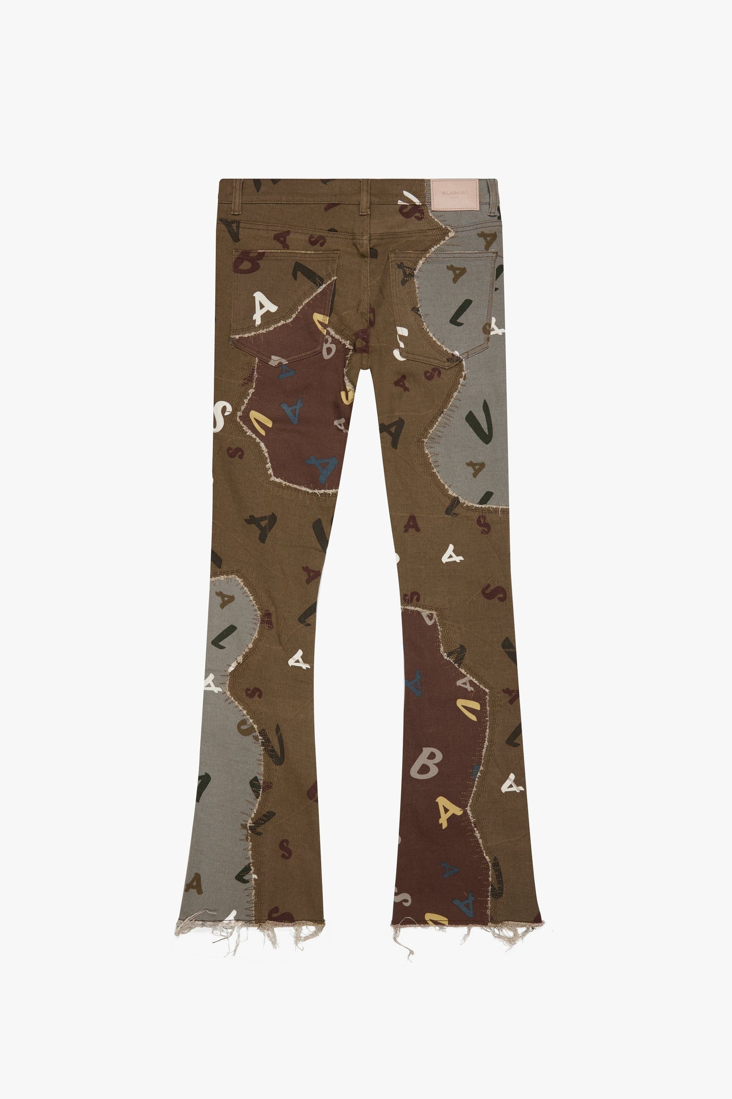 "DISTRACTED" BLUE-OLIVE STACKED FLARE JEAN