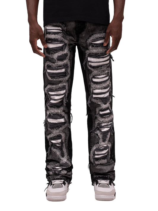Metallic Flare Denim - Black