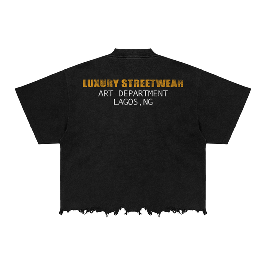 Street Luxe Angel Distressed Tee - Black