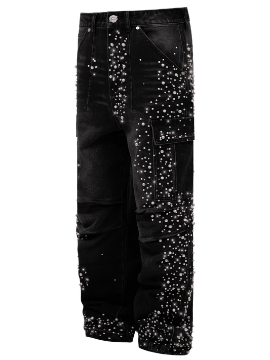Black Cargo Embellish Denim