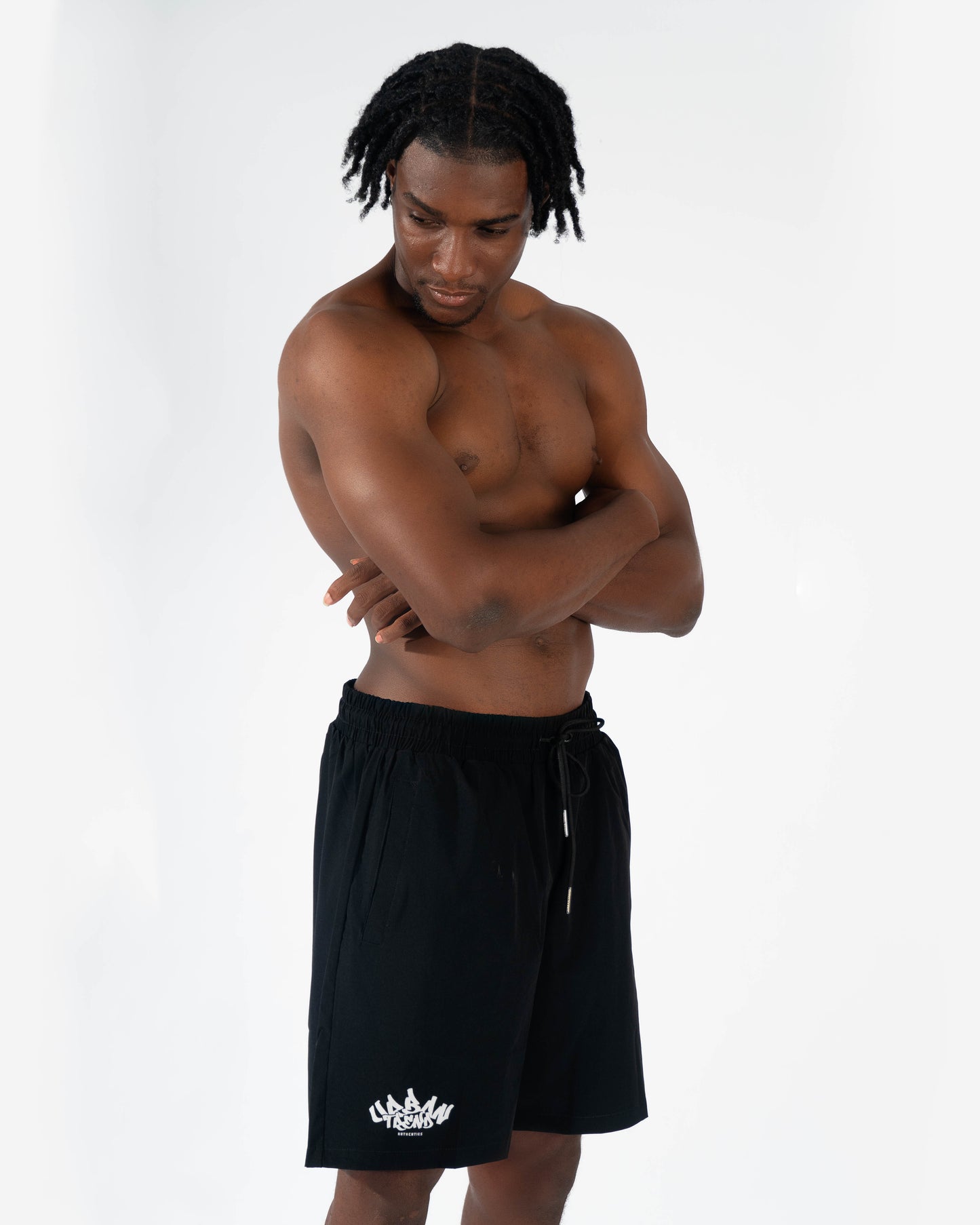 Black Graffiti Logo Print Short