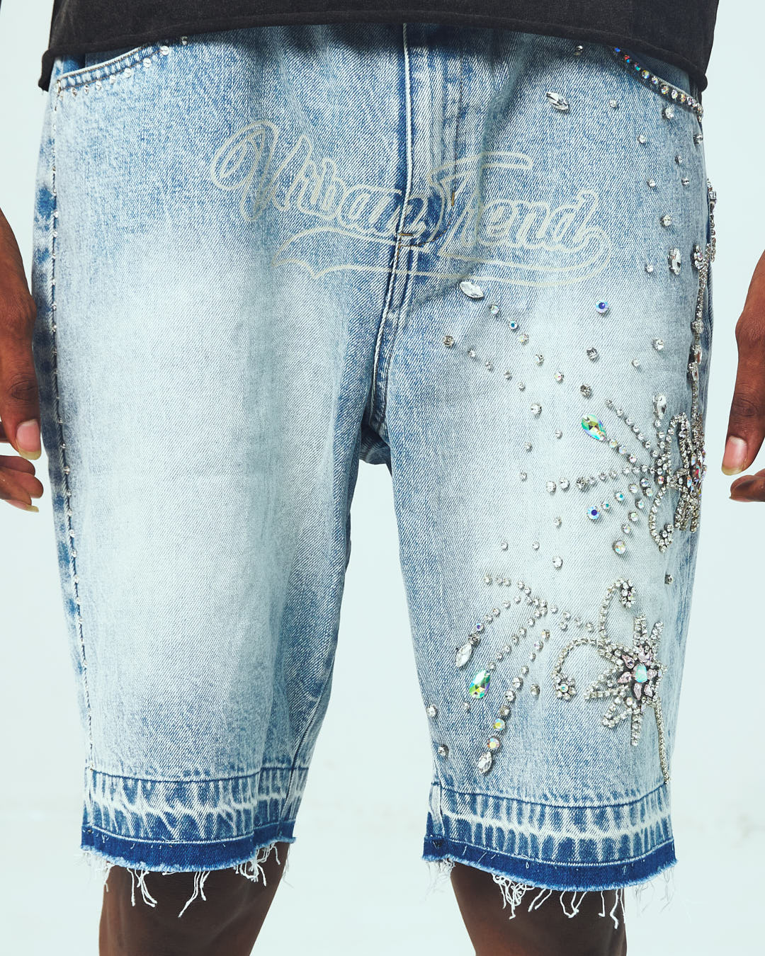 Floral Rhinestone Denim Short