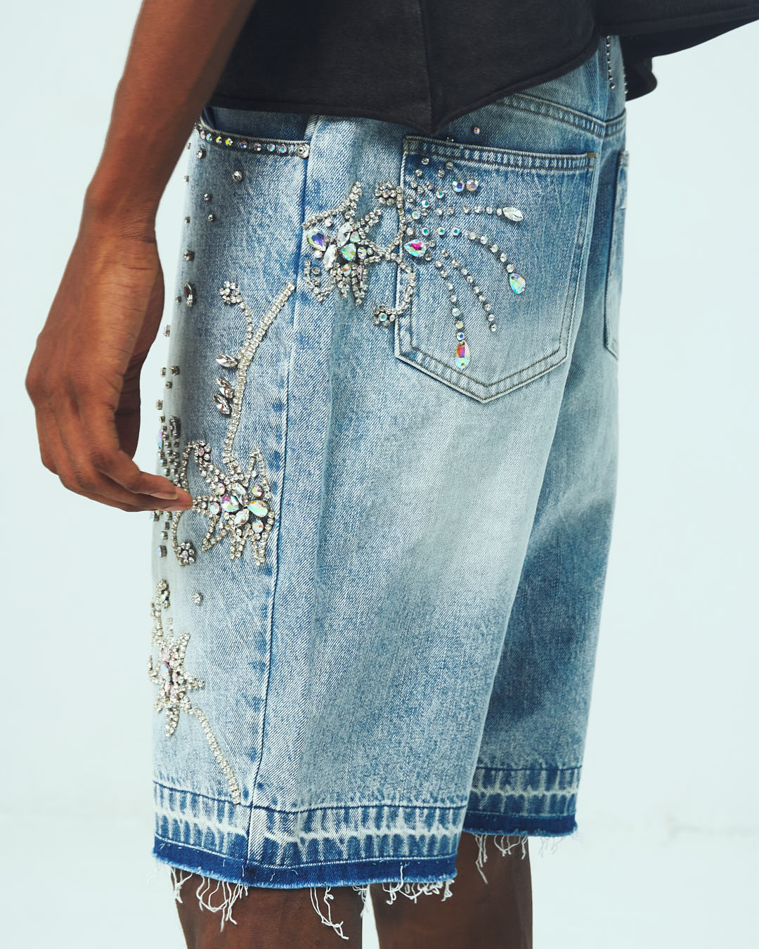 Floral Rhinestone Denim Short