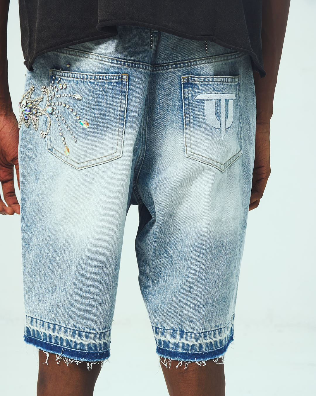 Floral Rhinestone Denim Short
