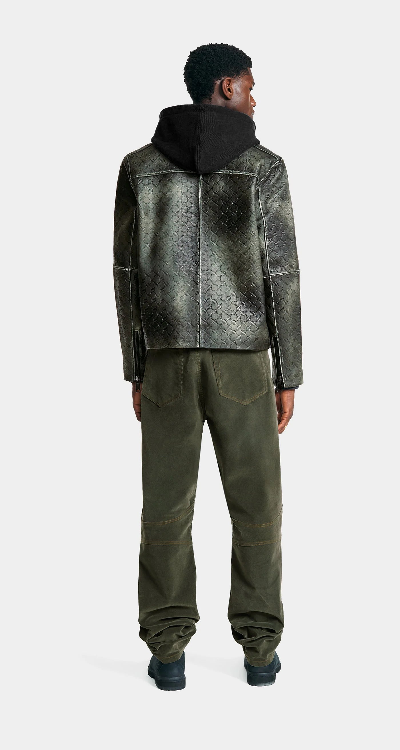 Cardamom Green Silence Monogram Leather Jacket