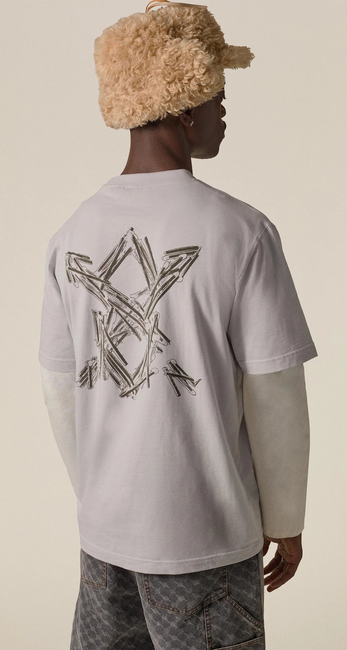 Micro Chip Grey Matchstick Shield T-Shirt