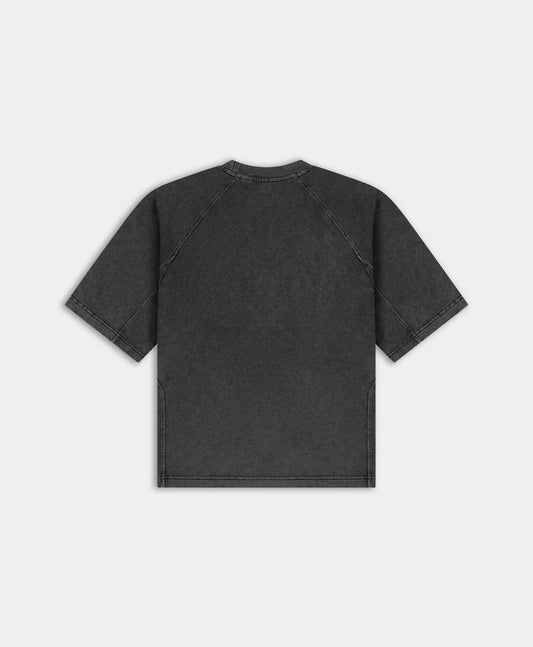 Boxy Washed Black Raglan Stacked Dias Jersey T-Shirt