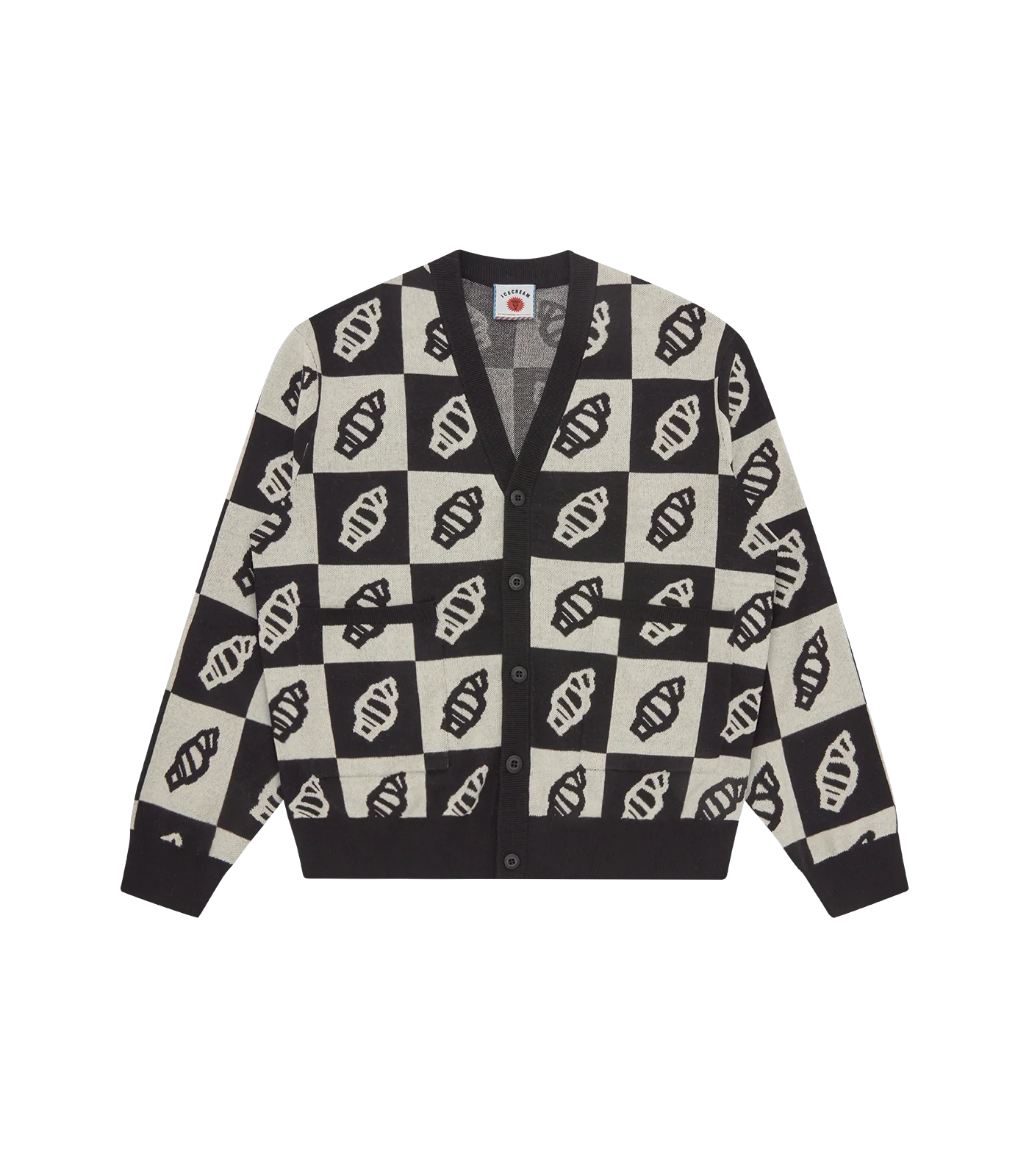 CHECKERBOARD CARDIGAN - BLACK