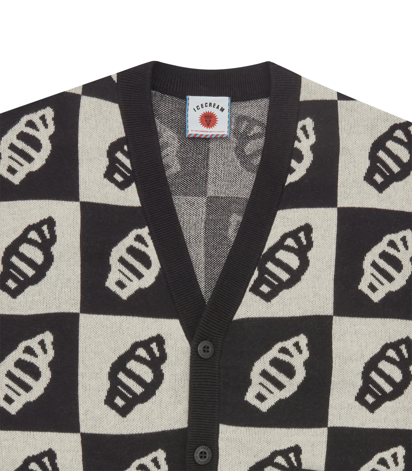 CHECKERBOARD CARDIGAN - BLACK