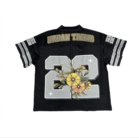 Floral Bloom Chenille Logo Mesh Jersey