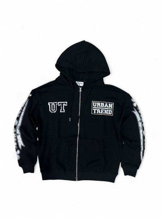 City Stride Zip-Up Hoodie - Black