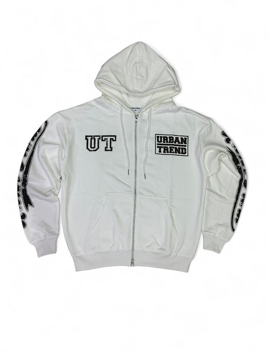 City Stride Zip-Up Hoodie - White