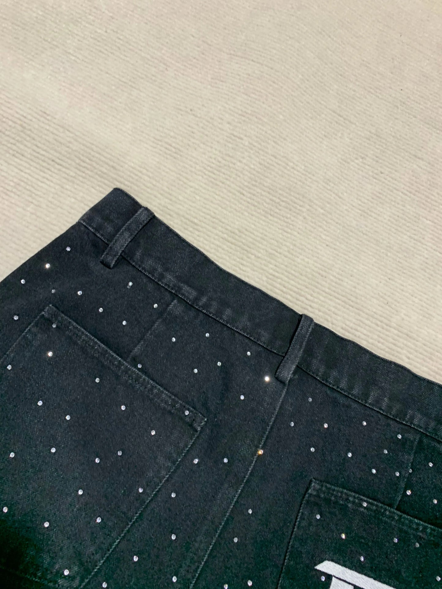 Rhinestone Denim Slim Waist Short