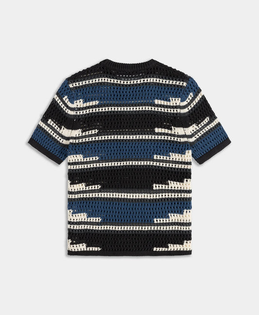 Woodland Grey Kente Stripe Knit Shirt