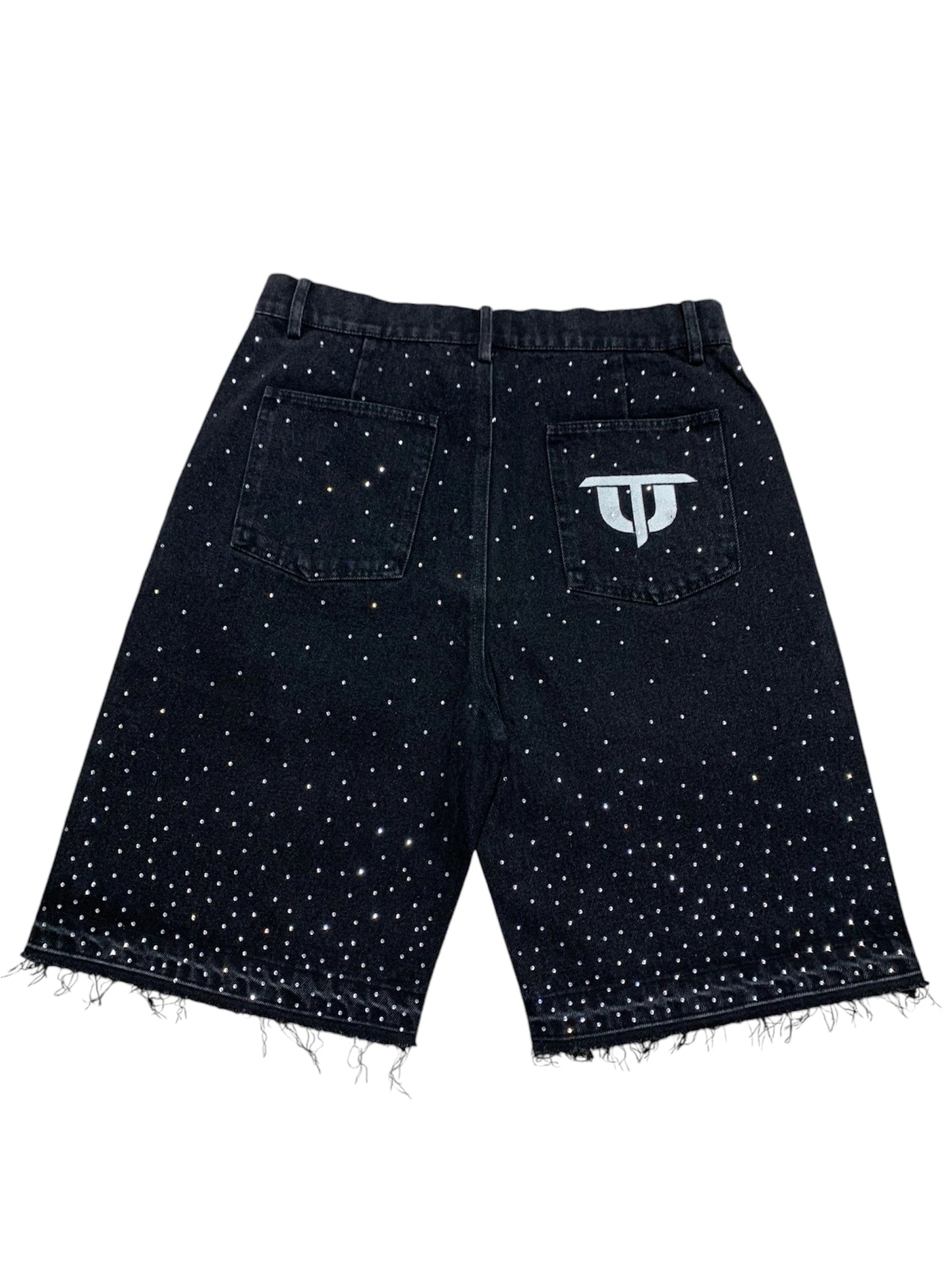 Rhinestone Denim Slim Waist Short