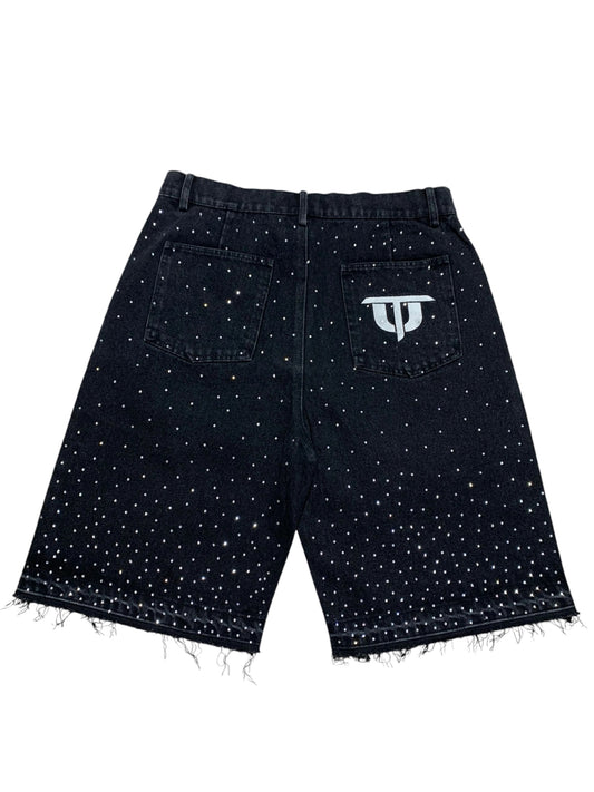 Rhinestone Denim Slim Waist Short