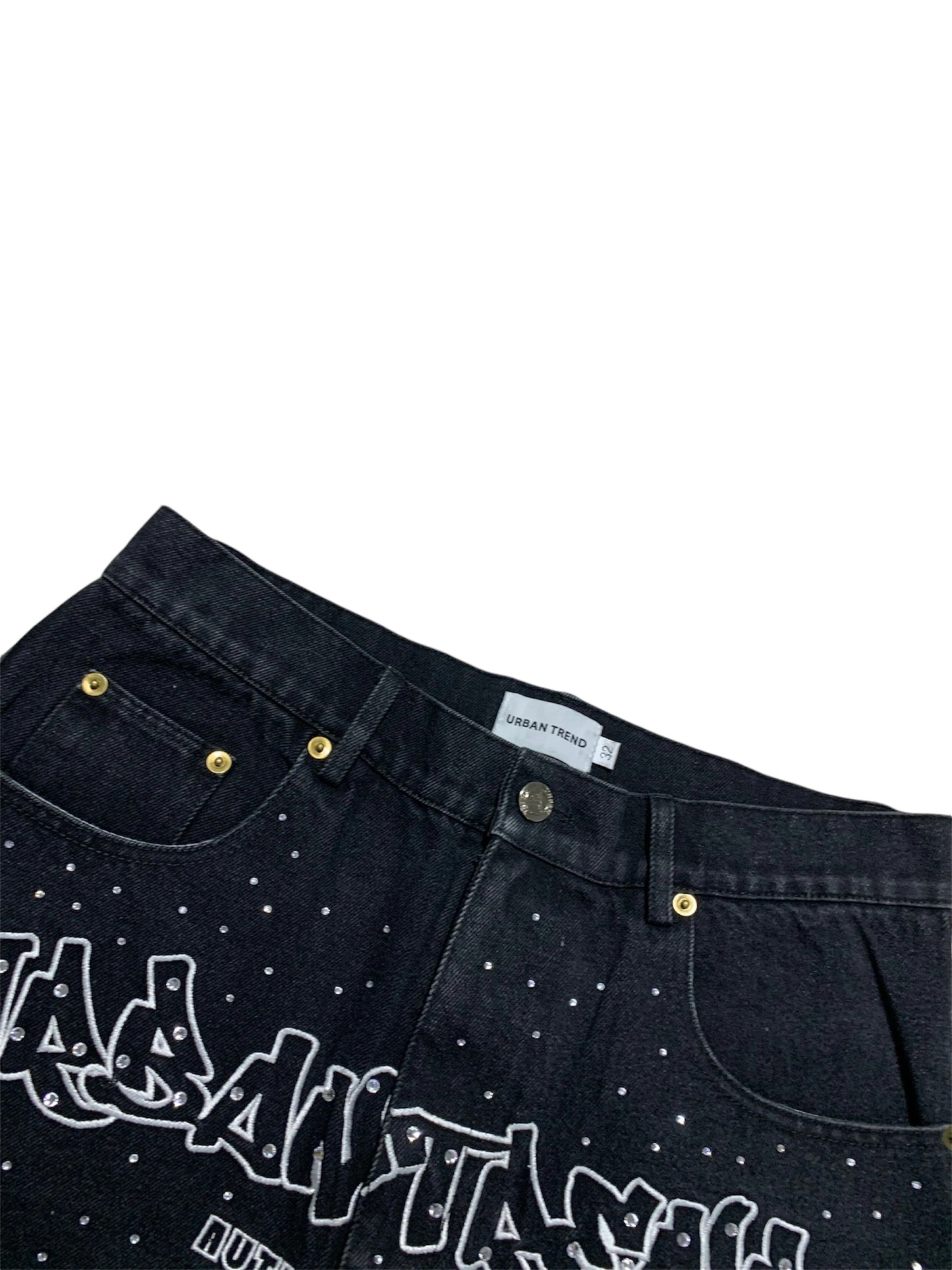 Rhinestone Denim Slim Waist Short