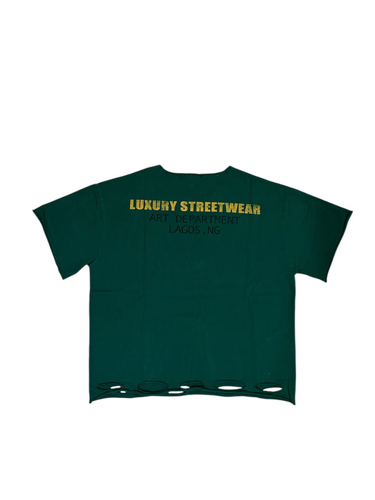 Street Luxe Angel Distressed Tee - Green