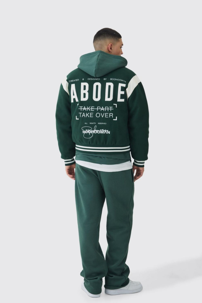Abode Boxy Fit Varsity Jacket - Green