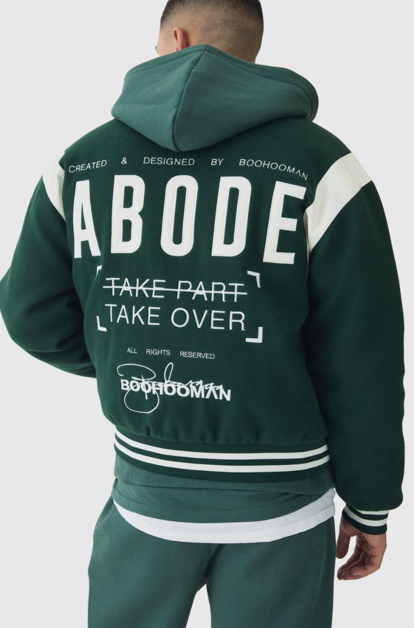 Abode Boxy Fit Varsity Jacket - Green