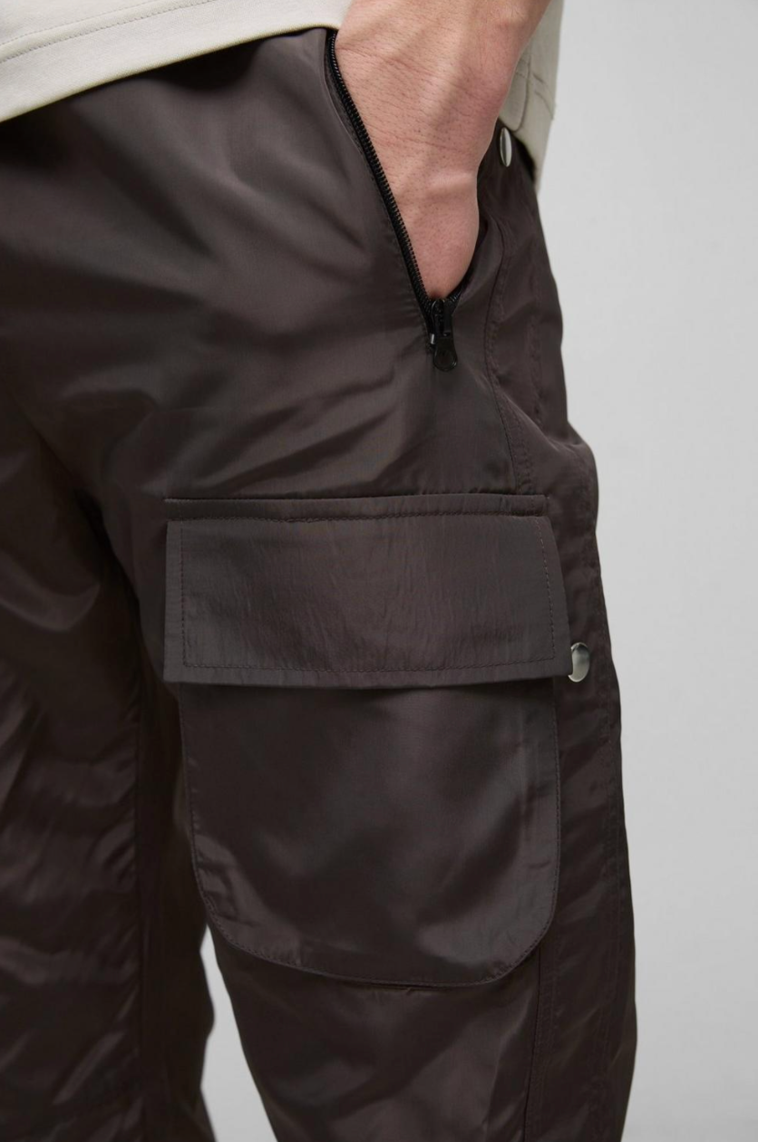 Tall Elasticated Waist Slim Flare Stacked Cargo Trousers