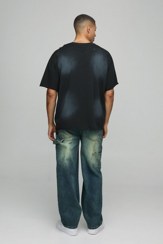 Relaxed Rigid Ripped Dirty Wash Carpenter Denim Jeans