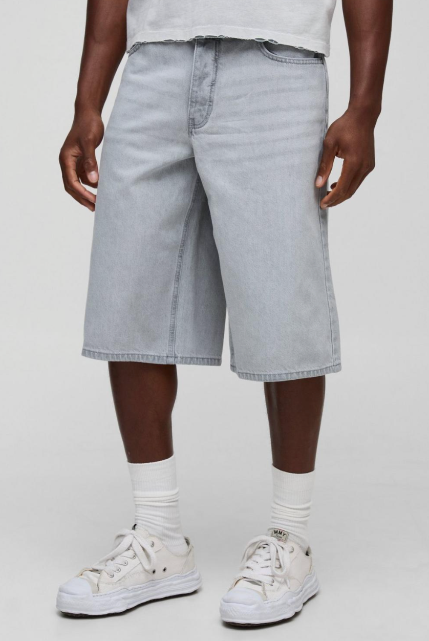 Longline Washed Buckle Adjuster Denim Jorts