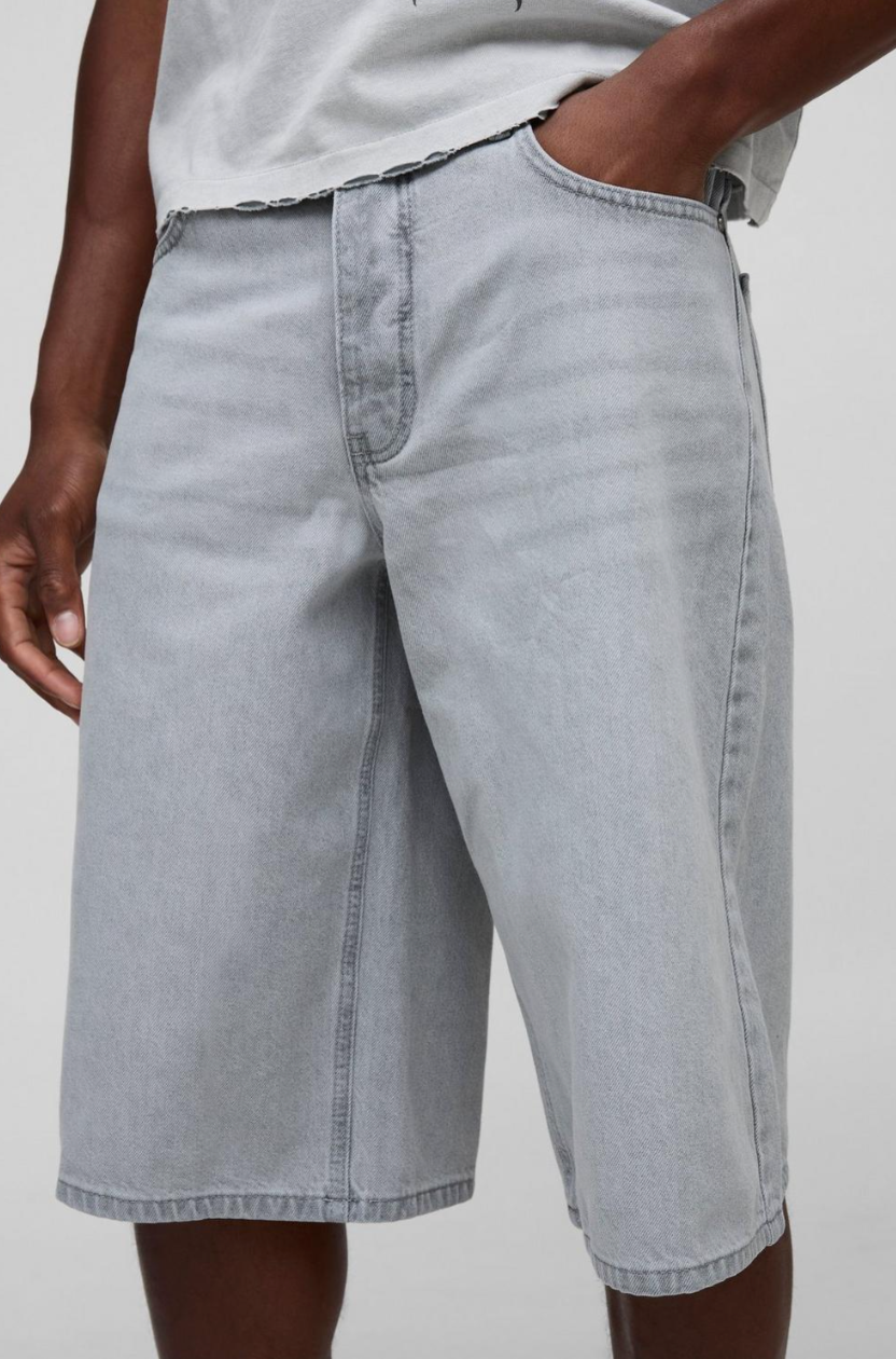 Longline Washed Buckle Adjuster Denim Jorts