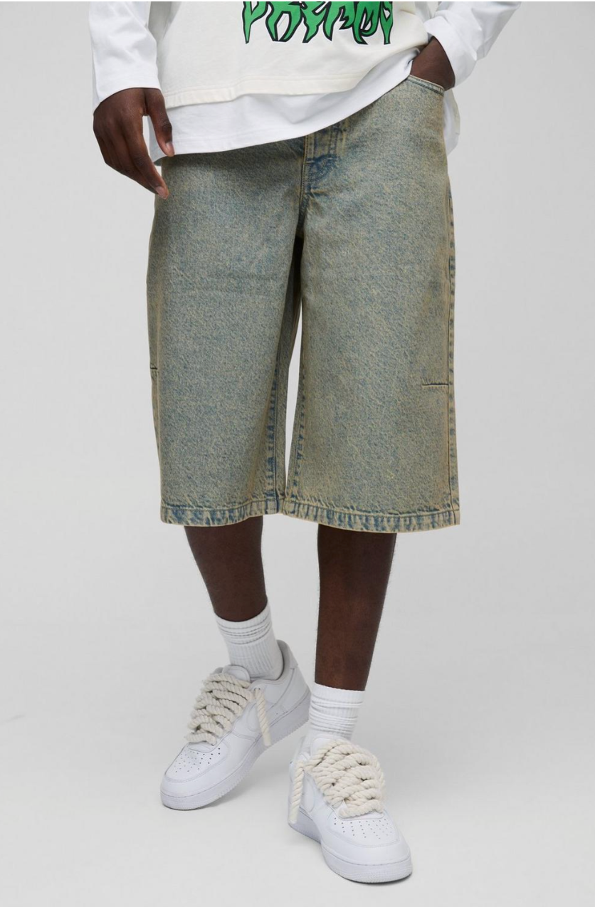 Longline Antique Wash Denim Jorts