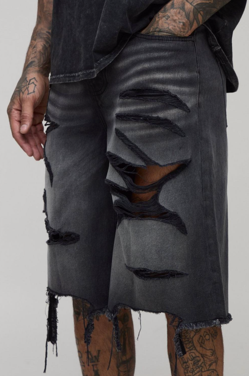 Tall Washed Super Distressed Jorts
