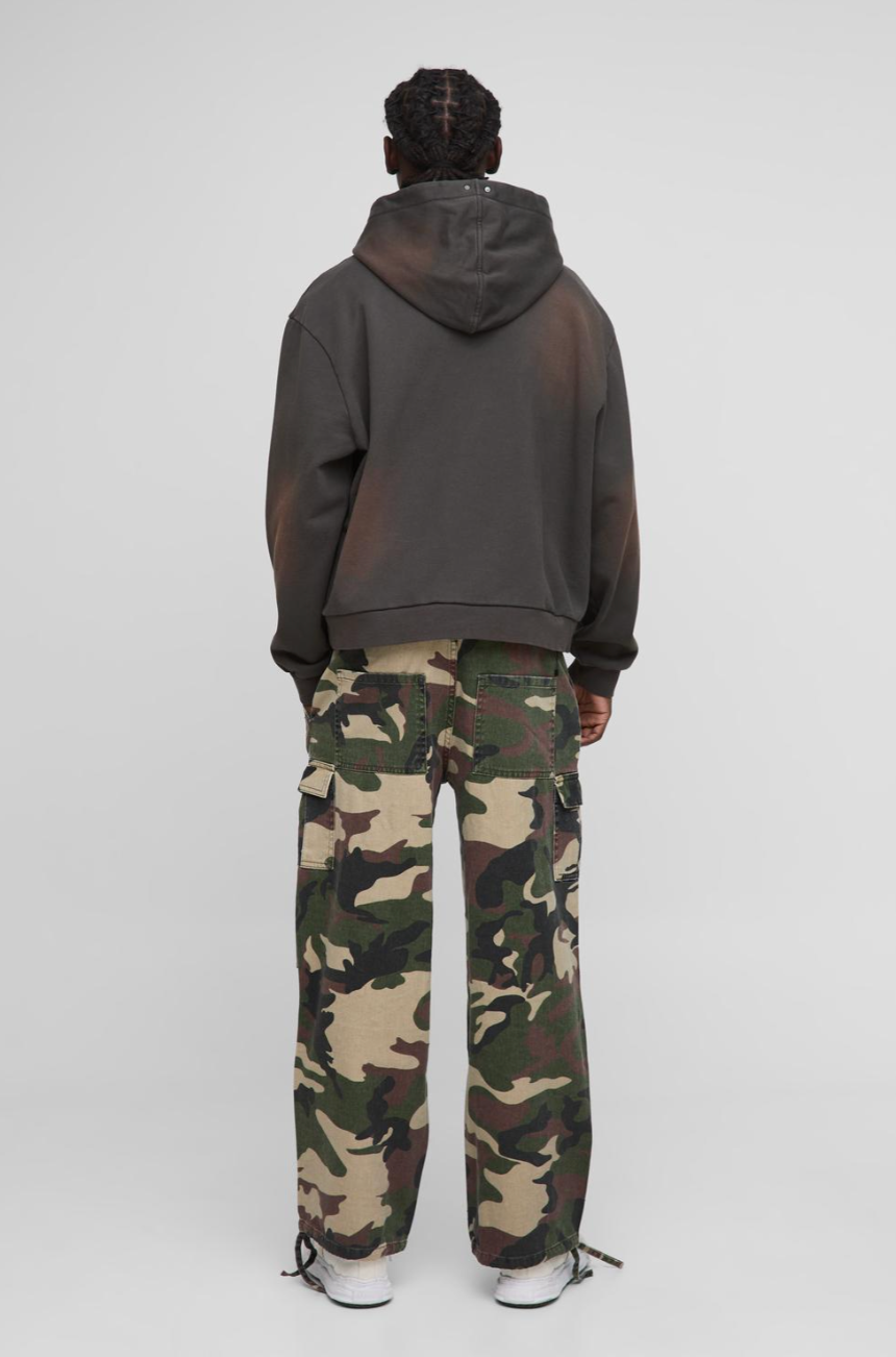 Relaxed Rhinestone Camo Cargo Pants