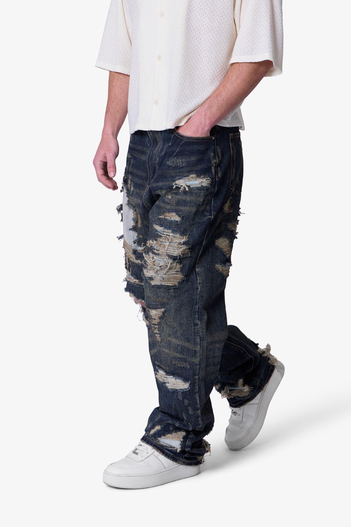 ULTRA BAGGY GASHED DENIM