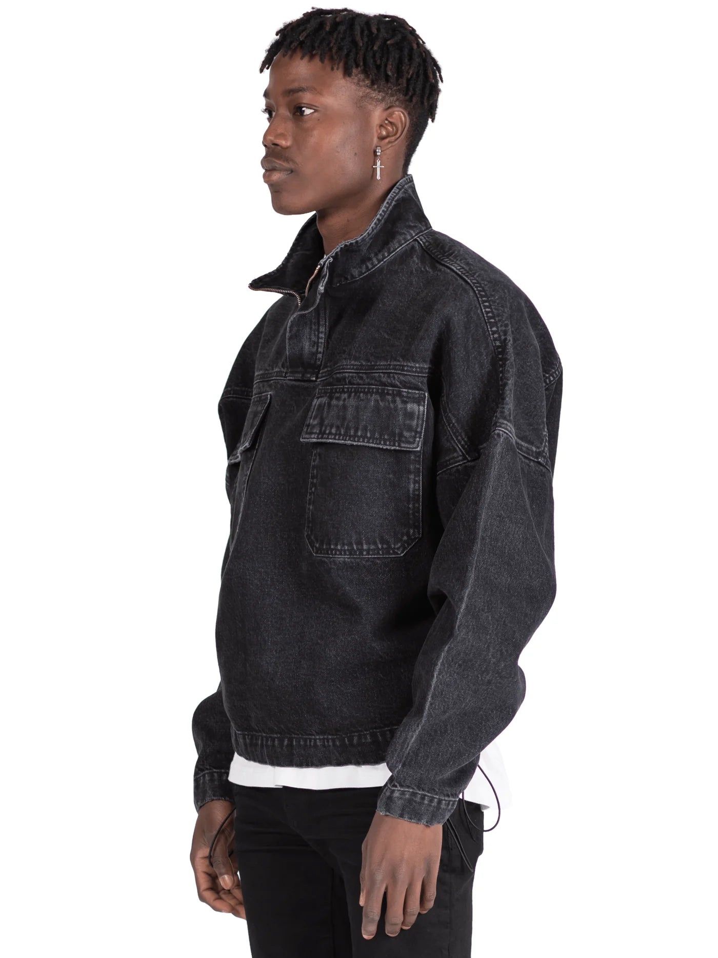 DENIM ANORAK - BLACK