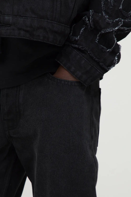 Flame Applique Stacked Slim Fit Flared Jeans