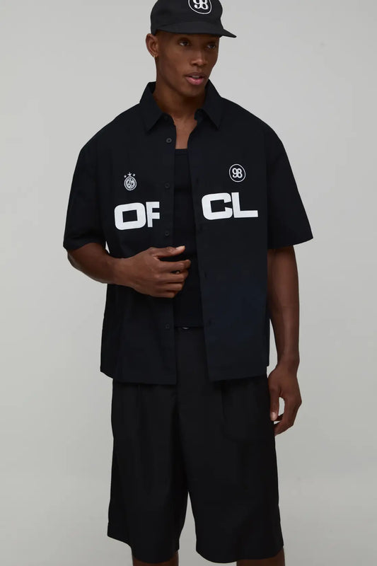 Boxy Fit Circa 98 Flock Print Short Sleeve Shirt
