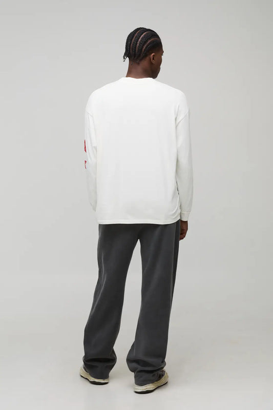 Ecru Oversized Rodeo Drive Star Long Sleeve Washed Graphic T-Shirt