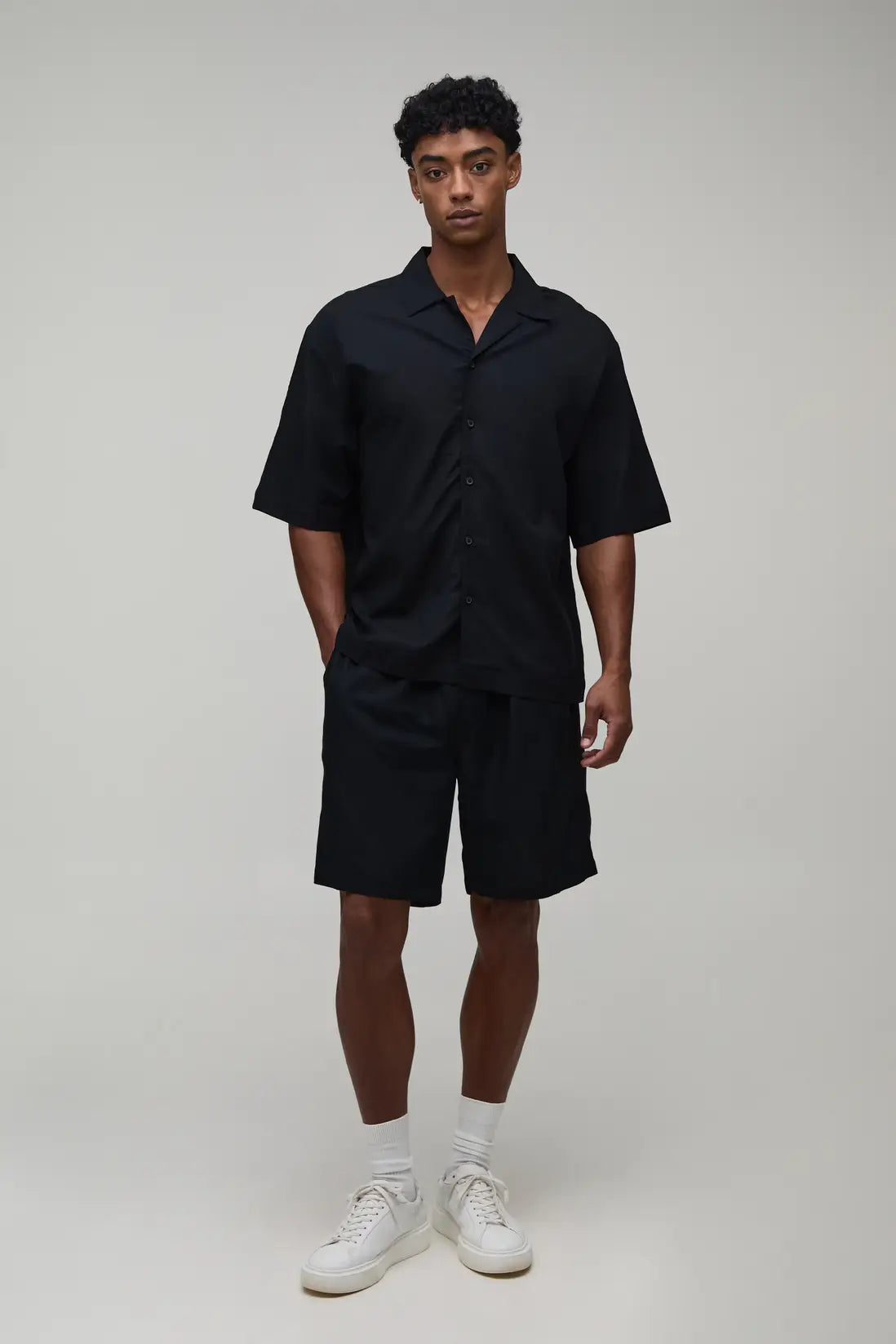 Oversized Half Sleeve Palm Print Shirt