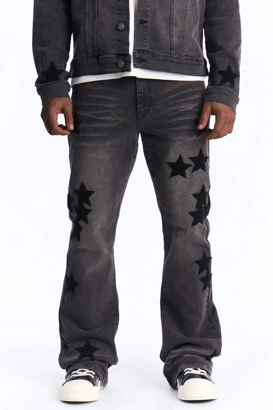 Stacked Skinny Flare Stellar Jean - Black Wash
